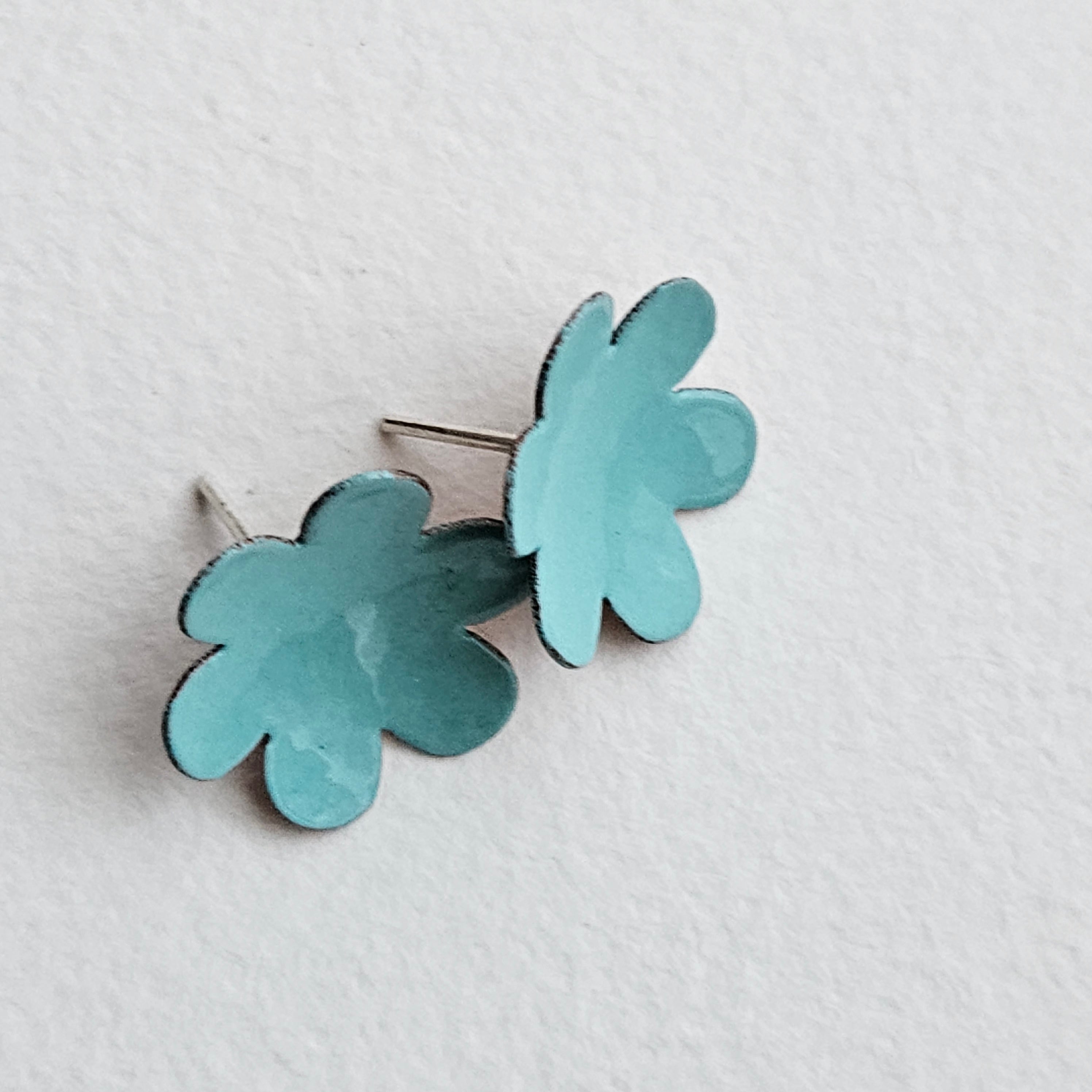 pendientes Flor azul