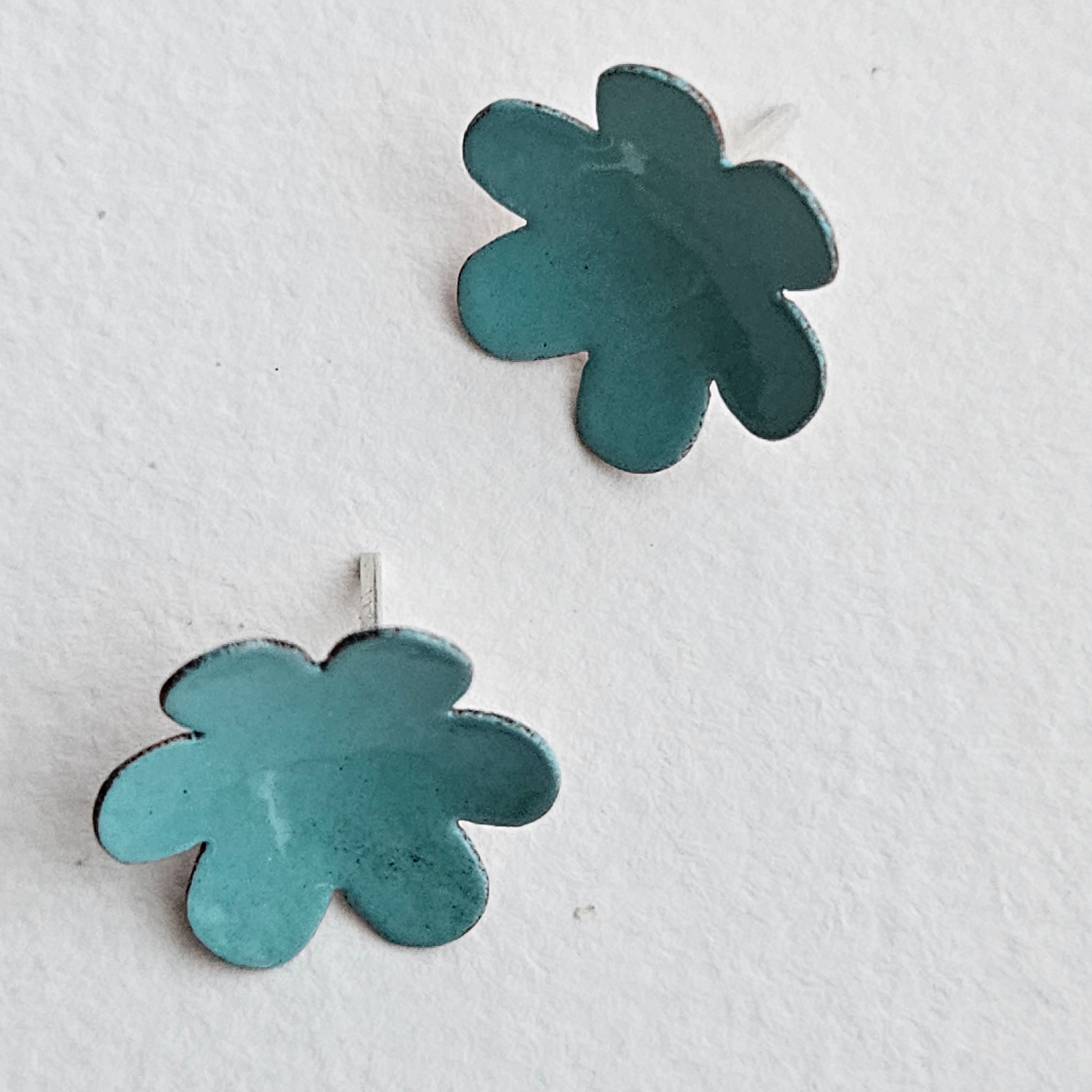 pendientes Flor azul